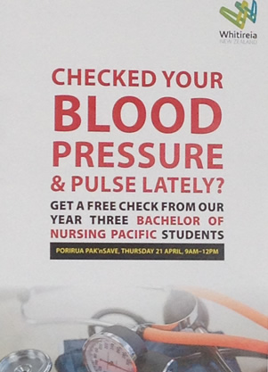 Pacific Nursing Blood pressure checks poster