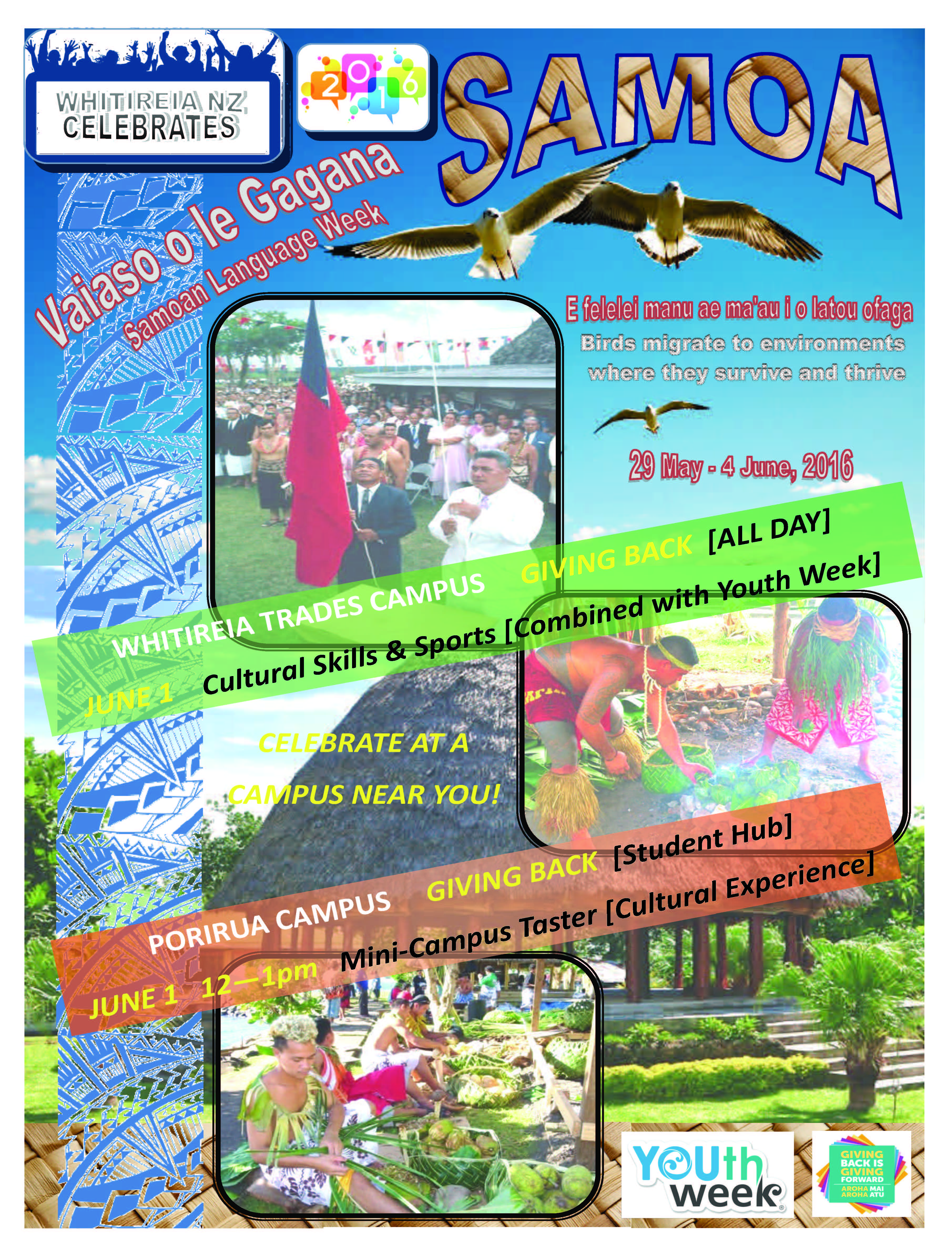 Mohuia and Porirua campuses Samoan Language Week eventsposter