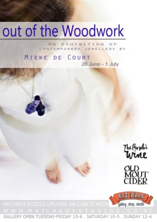 Out of the woodwork jewellery exhibition poster